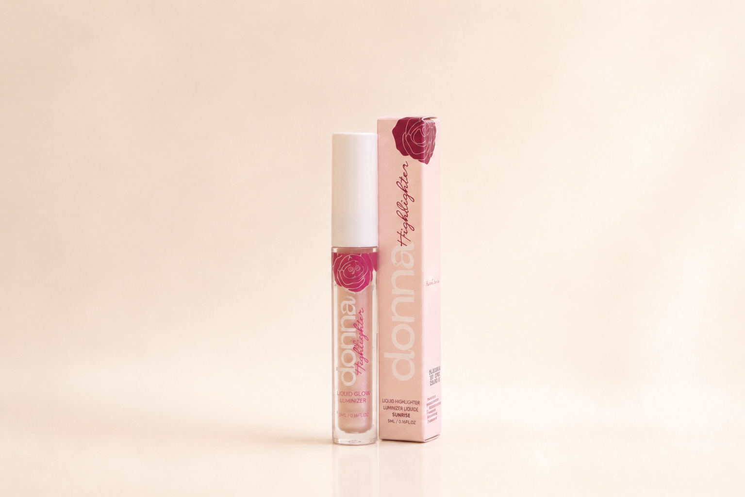Donna Sunrise Liquid Highlighter with its carton
